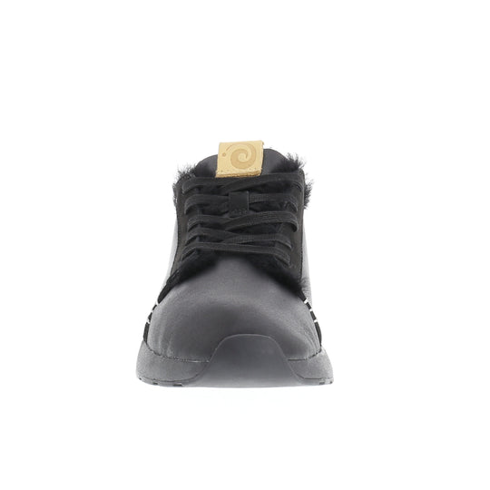 Merino Sneaker Damen Classic, Leder schwarze Sohle, schwarz