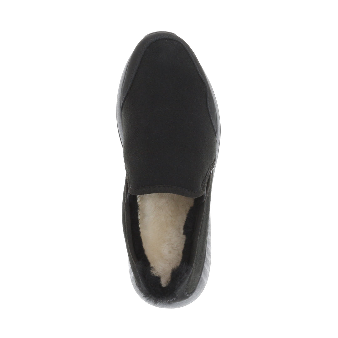 Merino Schuhe Slip On Sneaker Damen Classic, schwarze Sohle, schwarz