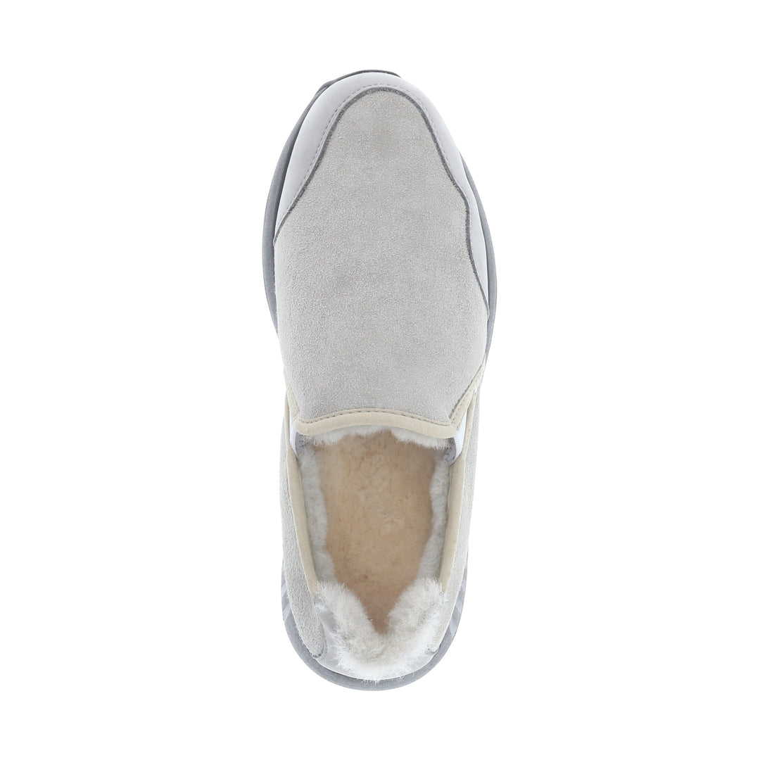 Merino Schuhe Slip On Sneaker Damen Classic, schwarze Sohle, grau