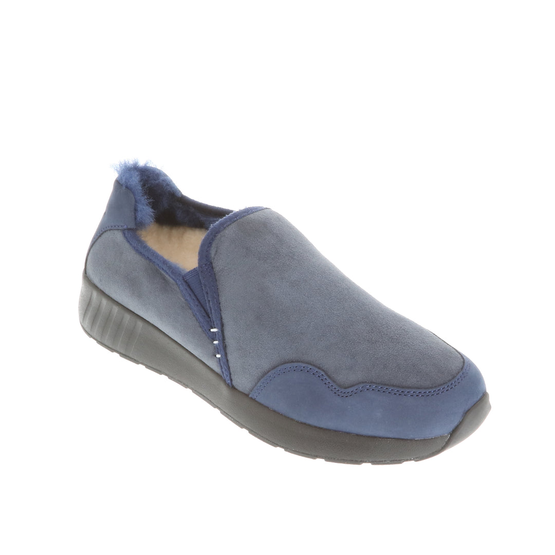 Merino Schuhe Slip On Sneaker Damen Classic, schwarze Sohle, blau