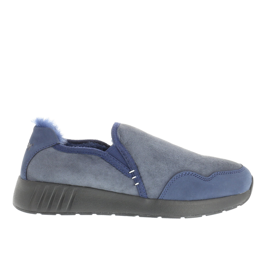 Merino Slip On Sneaker Herren Classic, schwarze Sohle, blau