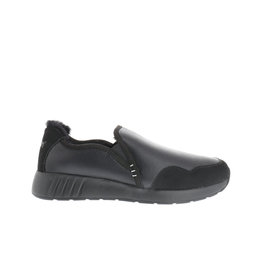 Merino Slip On Sneaker Herren Classic, Leder schwarze Sohle, schwarz